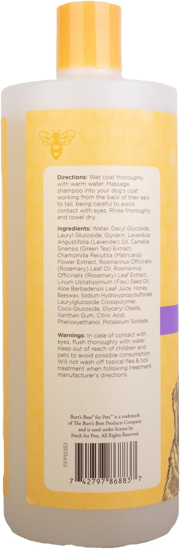 Burt's Bees for Pets Calming Dog Shampoo, Lavender Green Tea, 95% Natural Origin, pH Balanced, No Sulfates, Soothing Scent, All Dog Breeds, 32 Fl Oz, 2 Pack