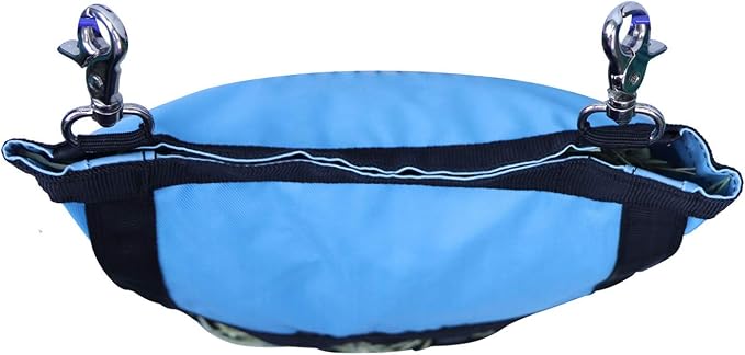 Rabbit & Guinea Pig Hay Bag Feeder with Super Tough Bottom® Design | Large 15" x 11" x 3" Hanging Hay Feeder | Organized Feeding | Made in USA Design (Hurricane Blue, Large 15" x 11" x 3")