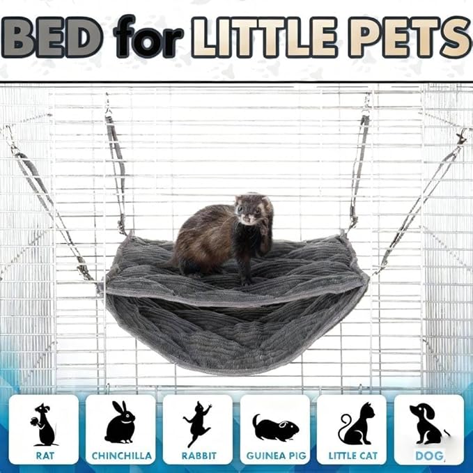 Large Ferret Hammock - Soft Fleece Hanging Bed for Play and Sleep, Warm & Cozy for Small Pets Like Sugar Gliders，Chinchillas, Rats, Hamsters