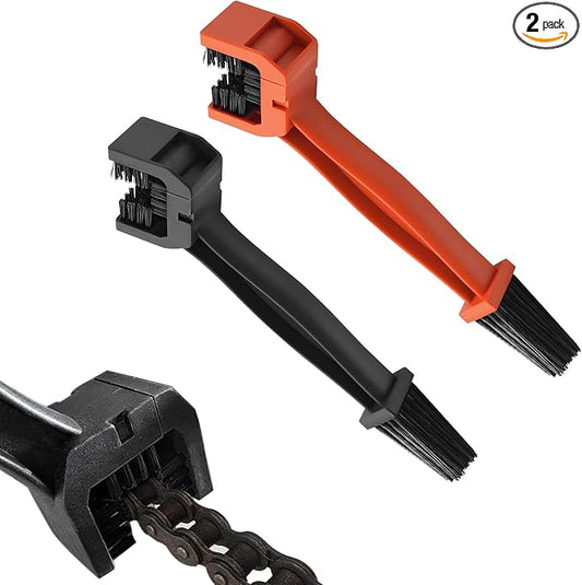 2 PCS Bike or Motorcycle Chain Washer, Motorcycle Chain Cleaning Kit, Motorbike Gear Dirt Stain Cleaning Brush, Bicycle Washer Cleaner Brush Tool for Bicycle Mountain Bike (Black+Orange, 2PCS)