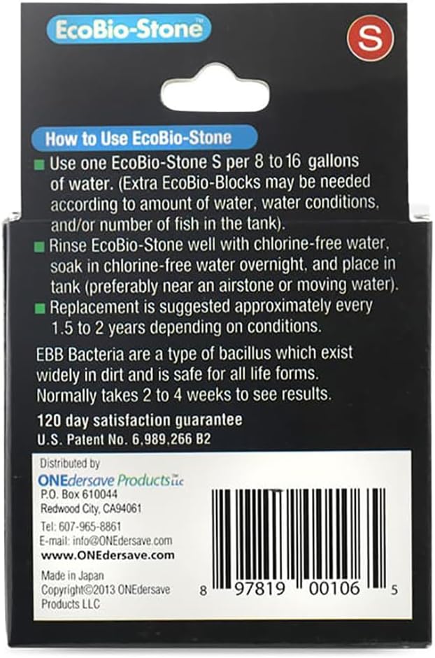 EcoBio-Block Natural Volcanic Rock for Aquarium Water Clarity & Balance — Low-Maintenance Alternative to Weekly Additives — for Freshwater Fish, Turtles, Shrimp & Frogs (Small, 8-16 gal)