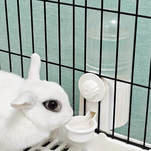 Rabbit Water Bottle, 700ml/23oz Hanging Water Dispenser Feeder Cage Crate Hutch Bunny Puppy Cat Chinchilla Ferret Guinea Pigs Squirrel Hedgehog (White, 700ml)