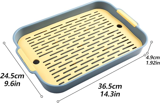 Ped Litter Box Trainer with Detachable Grid Tray for Rabbits Guinea Pigs Hamsters Chinchillas Ferrets Birds Sturdy Plastic Toilet Training Pan Easy Clean Smooth Corner(D)