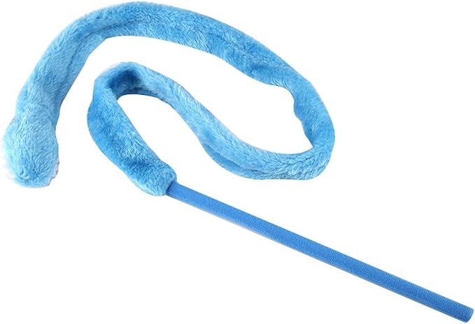 Cat Toy Snake, Serpentine Mint Cat Teasing Stick Enhance Bond with Cats, Pet Stress Relief and Interactive Toys (Blue)
