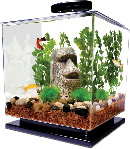 Tetra 3 Gallon Fish Tank, Aquarium Starter Kit with Pedestal Base, LED Light and Filter, For small tropical fish, guppies, goldfish, or betta