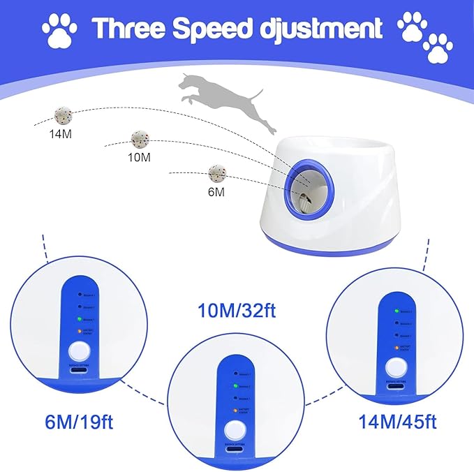 Automatic Ball Launcher, Hands‑free Dog Ball Thrower, Adjustable Distance Dog Fetch Machine (19-45FT), Suitable for Small and Medium-Sized Dogs. Indoor/Outdoor Dual-use launchers for Dog Parents.