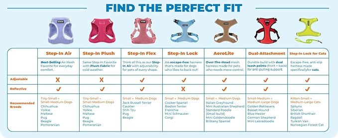 Best Pet Supplies Voyager Step-in Air Harness - All Weather Mesh, Reflective, No Pull Harness for Dogs, Cats - Secure with Hook & Loop Fastener, Buckle, Double D-Rings - Purple, M