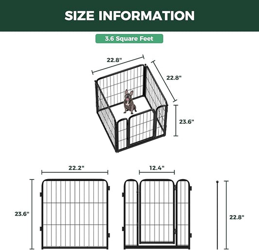 FXW Homeplus Unleashed Indoor Dog Playpen - Stress-Free and Safe Play, Heavy Duty 24 Inch 4 Panels Dog Pen for Puppy and Small Dogs, Black│Patented