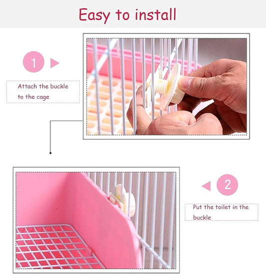 kathson Large Rabbit Litter Box Bunny Corner Toilet Box Potty Trainer Bigger Pet Pan Small Animal Cage Toilet Bedding Box Fanshaped for Adult Guinea Pigs Chinchilla Ferret Galesaur