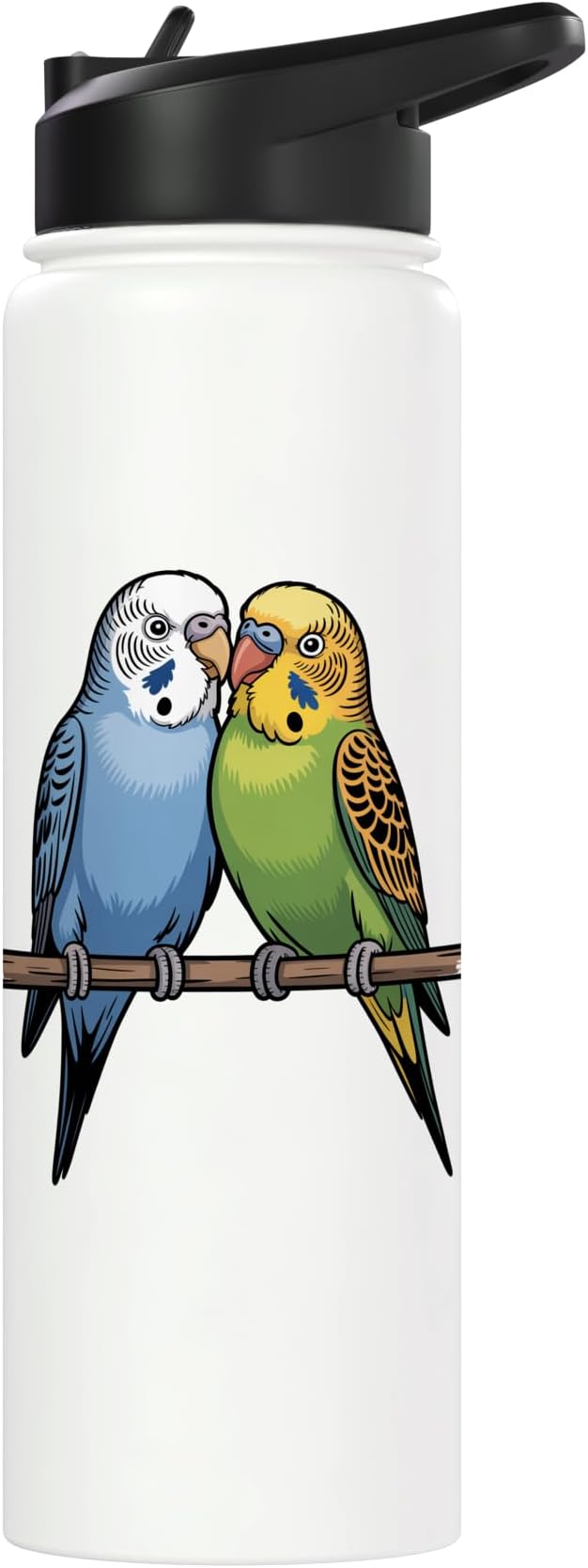 Parakeet Couple Cute Budgie Bird Lovers Art Stainless Steel Insulated Water Bottle