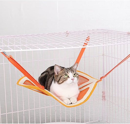 Orange Shape Design Pet Hammock, Hanging Adjustable Small Pet Hammock for Puppy, Cat, Rats, Ferret, Bunny, Hammock Bed with 4 Metal Hooks Suitable for Cage/Chair/Car/Outdoor