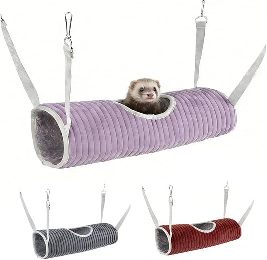 3 Pack Ferret Tunnel Hanging Warm Swinging Hammock Bed Hideout Sugar Glider Tube for Ferret Guinea Pig Rat Squirrel (3Pcs)