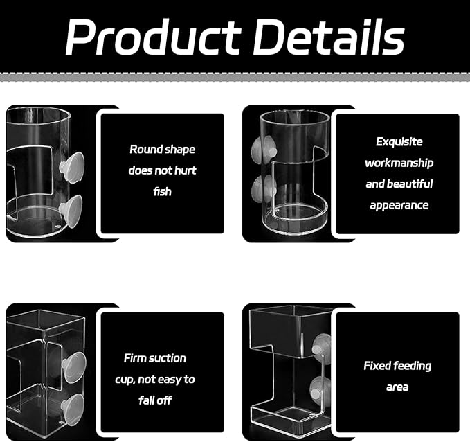 2 Pcs Fish Tank Feeding Tray with Suction Cup,Fish Feeding Tube,Automatic,Food Feeder,Feeder Automatic Dispenser for All Kinds of Food Tanks Bowls Accessories