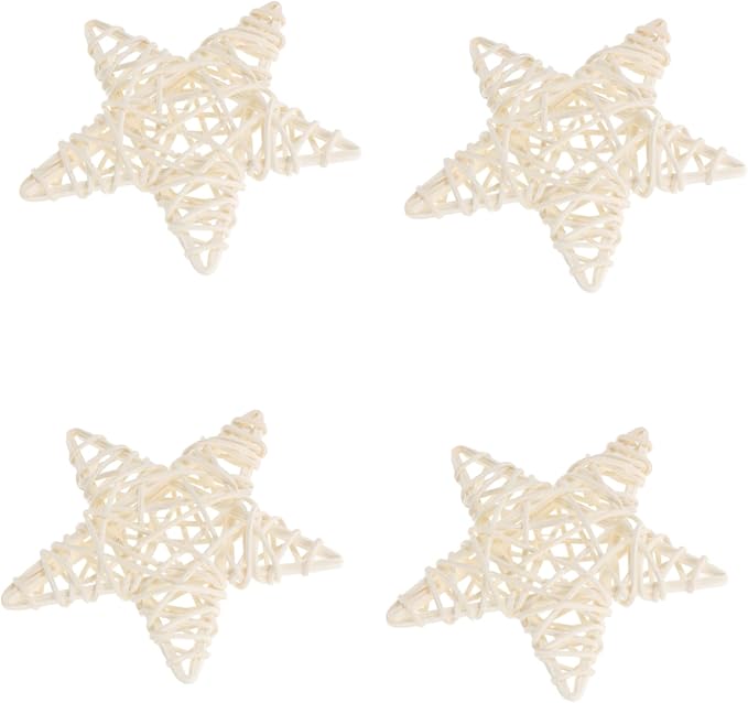 Luxshiny 4Pcs Star Shaped Rattan Chew for Small Pets Rabbit Chew Pet Playing Teeth Cleaning for Hamsters Guinea Pigs Chinchillas Small Animal Teeth Care