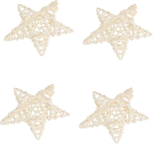 Luxshiny 4Pcs Star Shaped Rattan Chew for Small Pets Rabbit Chew Pet Playing Teeth Cleaning for Hamsters Guinea Pigs Chinchillas Small Animal Teeth Care