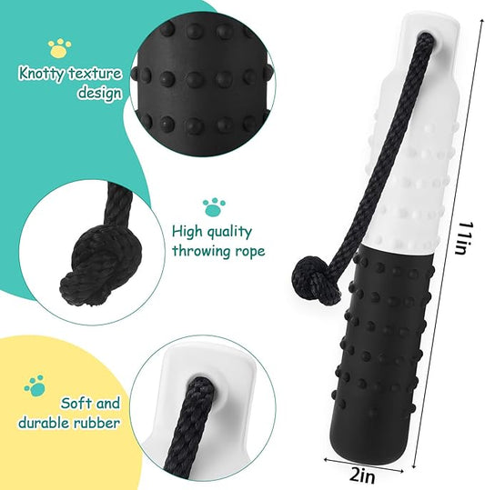 Blueweenly 4 Pcs Dog Bumper Toy for Water Retrieving Plastic Puppy Training Dummy Dog Float Toy Lightweight for Float on The Water Pool Outdoor Training Hunting Fetching (Black and White)