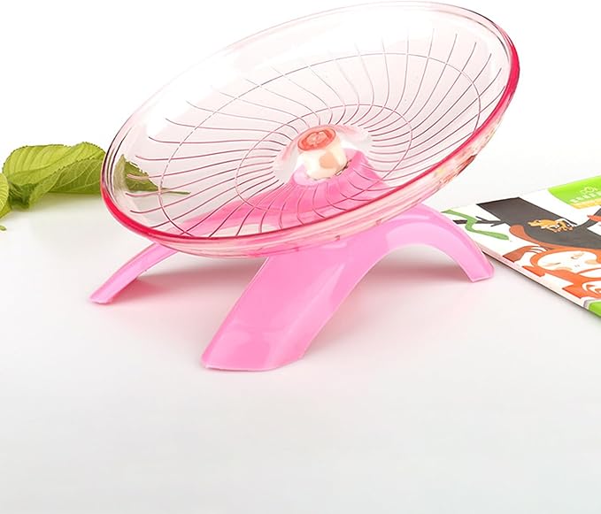 7" Small Animal Flying Saucer Running Wheel, Does not Produce Noise, for Hamsters, Hedgehogs, Guinea Pigs, and Other Small Animals to Ensure The Safety of Sports (Pink)