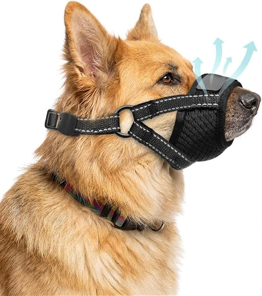 Dog Muzzle Medium Sized Dogs - Soft Muzzle for Medium Sized Dog with Air Mesh | Adjustable Dogs Muzzles to Stop Biting Barking and Chewing that Allows Panting Drinking | Perfect for Small to Large