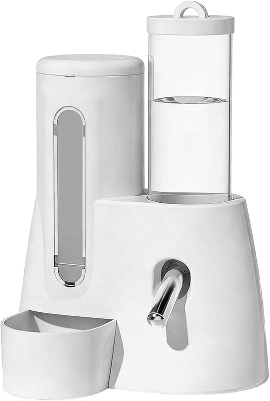 Small Animal Food and Water Dispenser, 2 in 1 Hamster Automatic-Gravity Food Water Dispenser, No Drip Pet Feeder and Waterer, for Small Animal Hedgehog Hamster Cats Rabbits