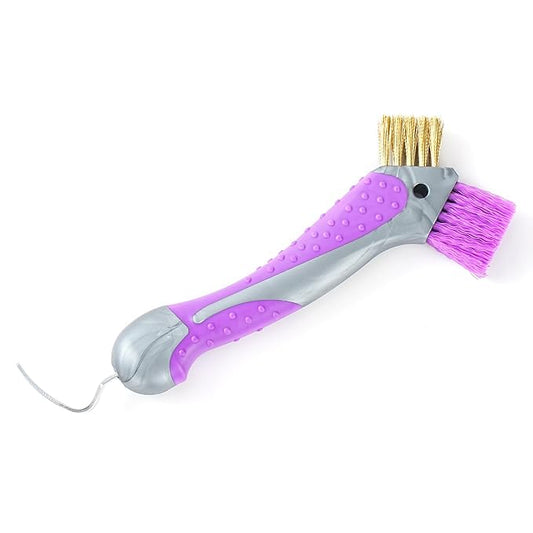 Horse Hoof Pick with Dual Brush 4 PCS Set,TPR Non-Slip Grip, Farrier Tool Hoof Pick for Horse Hoof Cleaning and Grooming