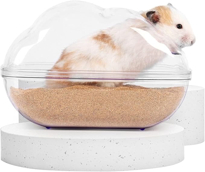 7.1 in Hamster Sand Bath-Clear Critters' Shower Toilet-Cooling Bed Sand Container Bathtub Hamster Accessories for Mice Hedgehog Squirrel Hamster Guinea Pigs Small Animals Large