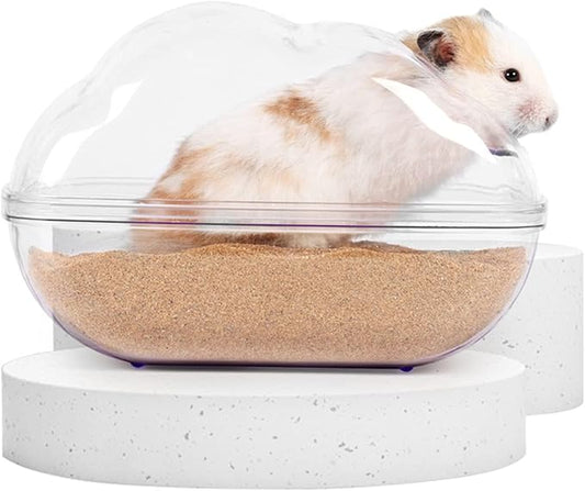 7.1 in Hamster Sand Bath-Clear Critters' Shower Toilet-Cooling Bed Sand Container Bathtub Hamster Accessories for Mice Hedgehog Squirrel Hamster Guinea Pigs Small Animals Large