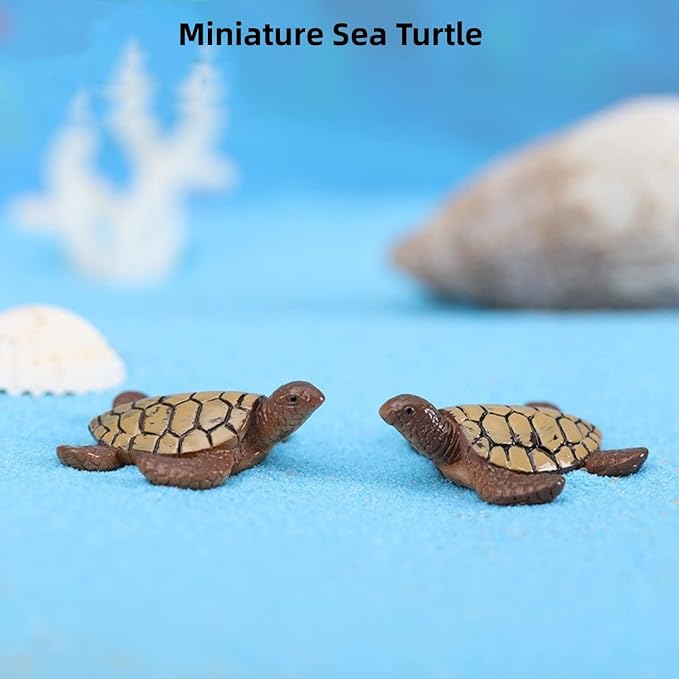 Miniature Sea Turtle Figurine, Mini Sea Turtle Fairy Garden Accessoriesfor Fish Tank Decoration, Succulent Planter, Micro Landscape, Fairy Garden Decor, Cake Toppers, Fish Tank Decoration