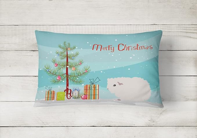 Caroline's Treasures CK4442PW1216 Merino Guinea Pig Merry Christmas Canvas Fabric Decorative Pillow Machine Washable, Indoor Outdoor Decorative Pillow for Couch, Bed or Patio, 12HX16W
