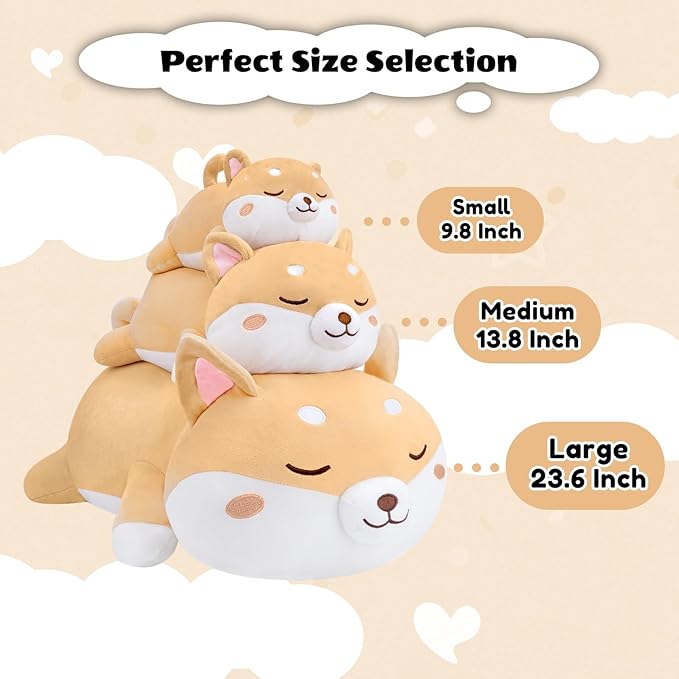 Finebee Weighted Shiba Inu Stuffed Animals, Cute Weighted Dog Plush, Soft Stuffed Weighted Shiba Inu Plushie Gifts for Kids & Adults (23.6" 3.1Lbs)