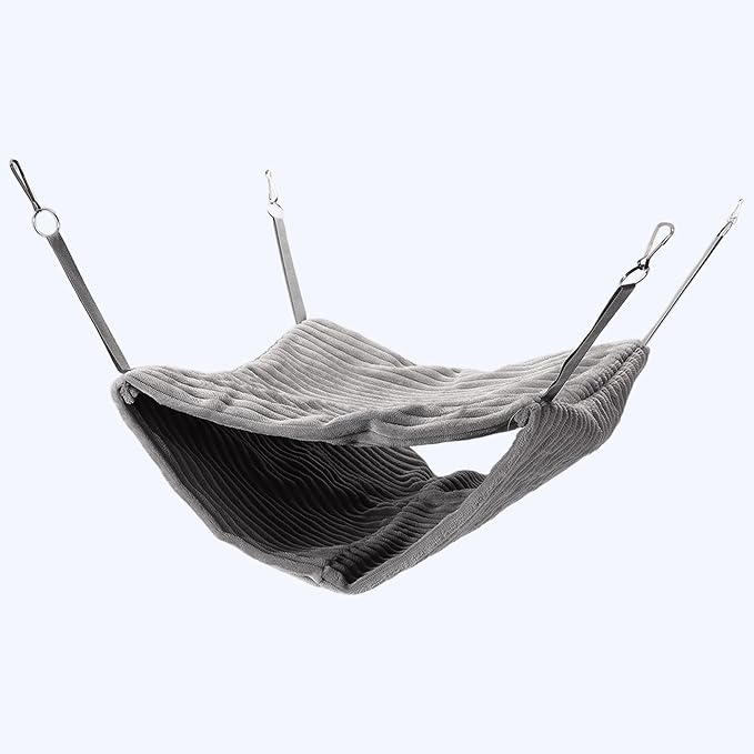 Ferret Hammock, Hanging Tunnel Bed for Cage, Fits Rats, Ferrets, Guinea Pigs, Chinchillas, Gray