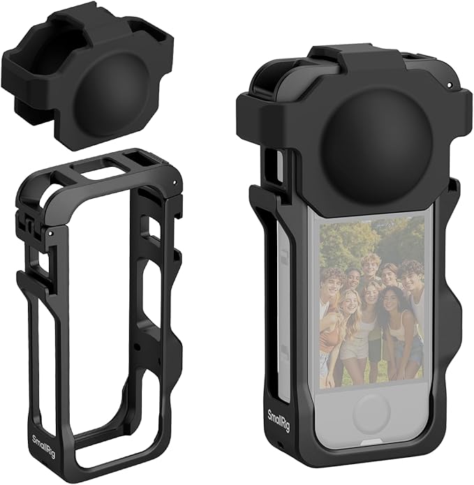 SmallRig Cage for Insta360 X4 Air, Plastic Protective Case for Insta360 X4 Air, Built-in Cold Shoe Mounts & 1/4" Locating Hole, with Silicone Lens Cover - 5940