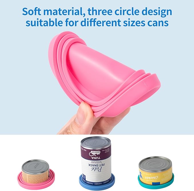 4Pack Cat Food Can Cover Lids Cute Pet Ears Shaped Pet Food Can Covers Universal 1 Fits 3 Standard 3 oz,5.5 oz,12 oz Dog Cat Can Covers Lids Toppers (4)