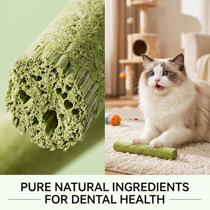 Freeze Dried Cat Grass Sticks, Hairball Relief Treats for Indoor Cats with Chicken & Fish Oil, Dental Teething Snacks for Digestion High Protein Catnip Alternative Pellets (3Pcs(36 Sticks))