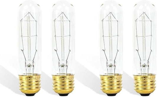 Obida (4 PCS) B60T10C 60-Watt Incandescent T10 Tubular Bulb, 120V, Clear - Perfect for Aquariums and Decorative Lighting