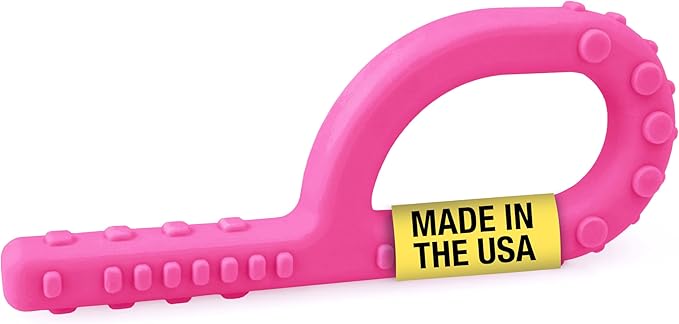 ARK Textured Grabber Sensory Chew, Sensory Toys for Kids and Adults, Chewy Fidget for Autism, ADHD, SPD, Anxiety, Medical-Grade Oral Motor Therapy Tools, XT, Firm, Hot Pink