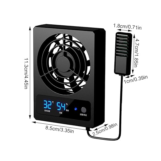 Cooling Fan - Digital Terrarium Airflow Controller, Quiet Habitat Ventilation Device with High Efficiency Wind Output, Smart Temperature Regulation Feature, Ideal for Geckos Turtles Frogs Enclosure Ma