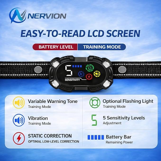 Bark Collar for Dogs, No Bark Dog Collar for Small Medium Large Dogs, Automatic Anti Barking Device, Rechargeable IP67 Waterproof, 5 Sensitivity Levels, LED Light, Dog Bark Collar with Beep Vibration