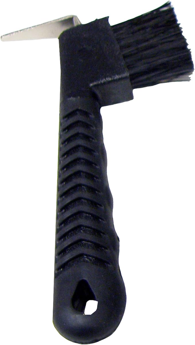 Intrepid International Rubber Handle Hoof Pick w/Brush for Horses, Hoof Pick for Easy Horse Hoof Cleaning, Horse Grooming Supplies