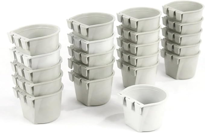 The ROP Shop | 20-Pack - Gray Cage Cups for Feed & Water for Poultry, Ducks, Birds, Hamsters