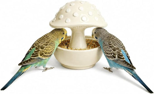 Ceramic Bird Bowls for Cage, Bird Cage Food Bowls No Mess Poop-Blocking Tip-Resistant Parrot Feeder Water Bowl for Budgie Lovebird Cockatiel Hamster Small Animals