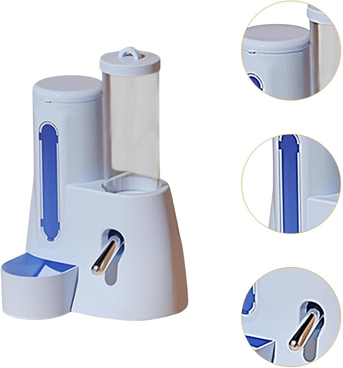 Baoblaze Automatic Hamster Feeder Food Dispenser Hamster Water Bottle Lightweight Clear Food Container for Ferrets Gerbils Chinchillas, Blue, 125ml