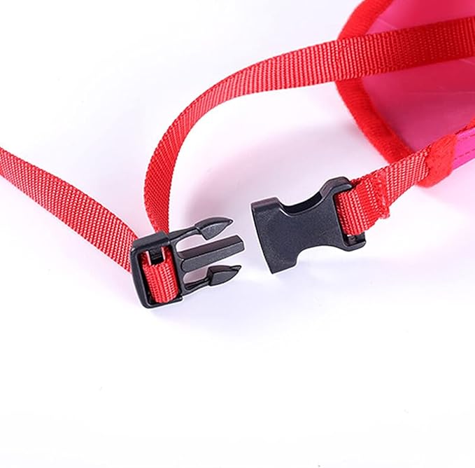 Dog Muzzles Suit, 7 PCS Adjustable Breathable Safety Small Medium Large Extra Dog Muzzles for Anti-Biting Barking Chewing Protection (Red)