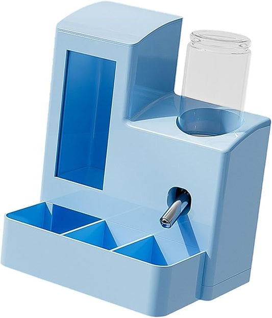 Gralara 3 in 1 Hamster Automatic Feeder Container Accessories Bowl Feeding Station Dispenser for Ferrets Patio Small Animal Terrace, Blue 80ml Bottle