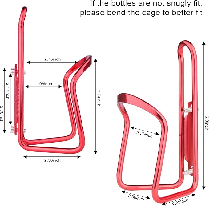 FiveBox Bike Water Bottle Cage, 2Pack Cycling Bicycle Water Bottle Cage Holder Bracket for Mountain Bike MTB Road Bike, Bike Accessories, Made of Lightweight Aluminum Alloy (Red)