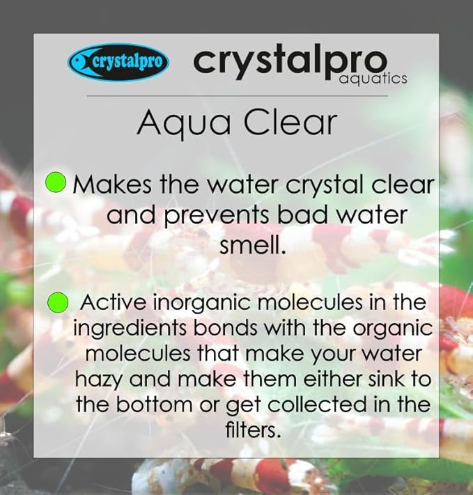 Crystalpro Water Clarifier 16.9 Oz - Aqua Clear Treats 2650 Gallons - Clear Cloudy Fish Tank Water - for Freshwater Aquariums and Fish Ponds -Fish Tank Cleaner- Use with Aquarium Filter