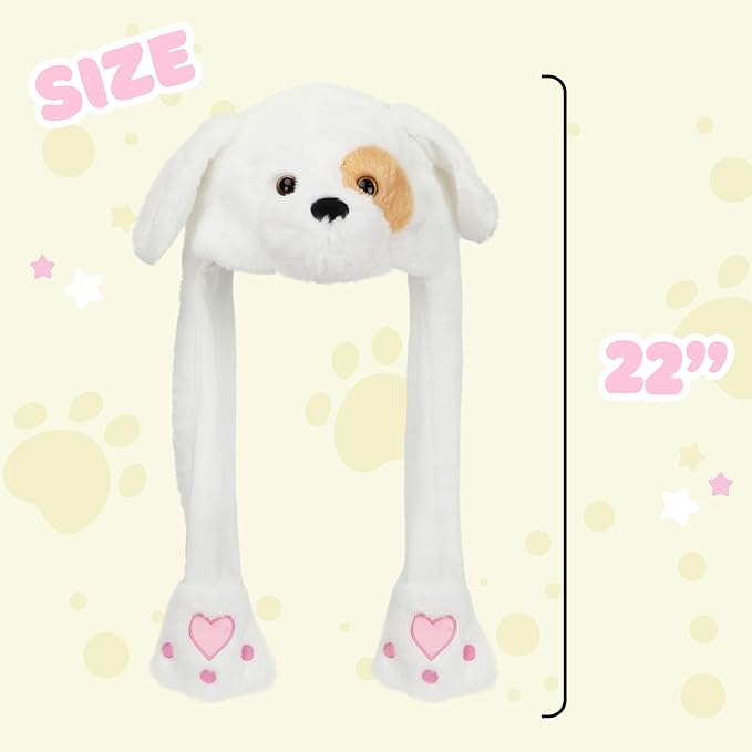 Bubblepompom Animal Hat with Ears Moving Jumping Pop Up Beating Hat Plush Holiday Cosplay Dress Up Funny Gift for Kids