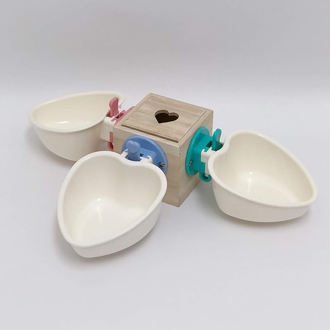 Choco Nose Patented Removable Heart Shaped Food Bowl for Dogs/Puppies/Rabbits/Cats/Guinea Pigs/Chinchillas/Birds -Water Dish for Small Pets or Animals - for Wire Cages or Crates 8 oz, Aqua (C607)