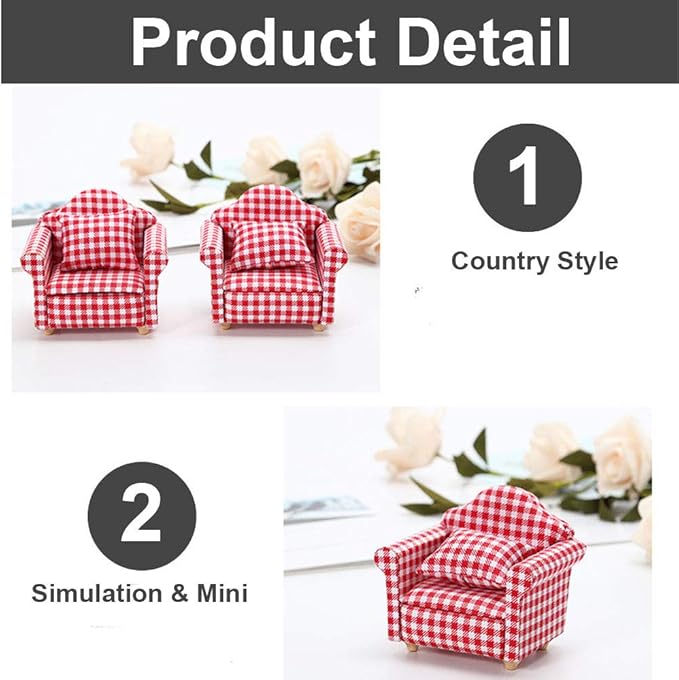 Hamster Mini Cotton Sofa Chair, Small Animal Blue Red Bed Cozy with Pillow, Cage Decor Photo Toys, Relax Habitat House Accessories, Sleep Pad Rest Nest for Hamster, Mice, Rat.