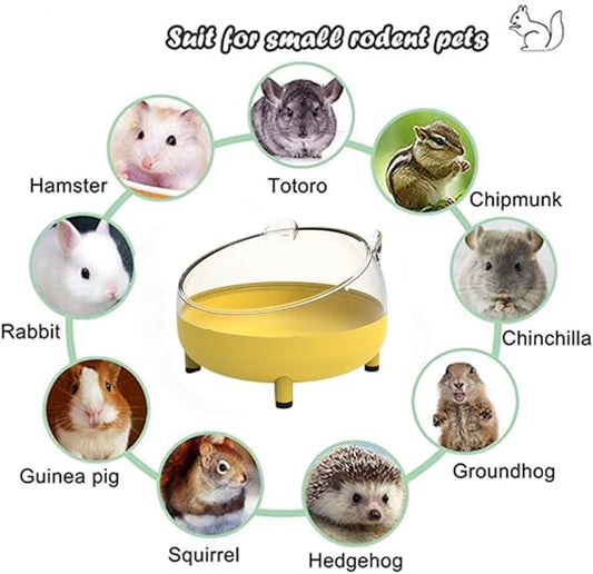 Hamster Food Bowl Elevated Tilted Pet Feeder Sand Bathtub Reduces Neck Strain for Small Pet Ferrets Dwarf Hamsters Gerbils Mice Puppies (Yellow)