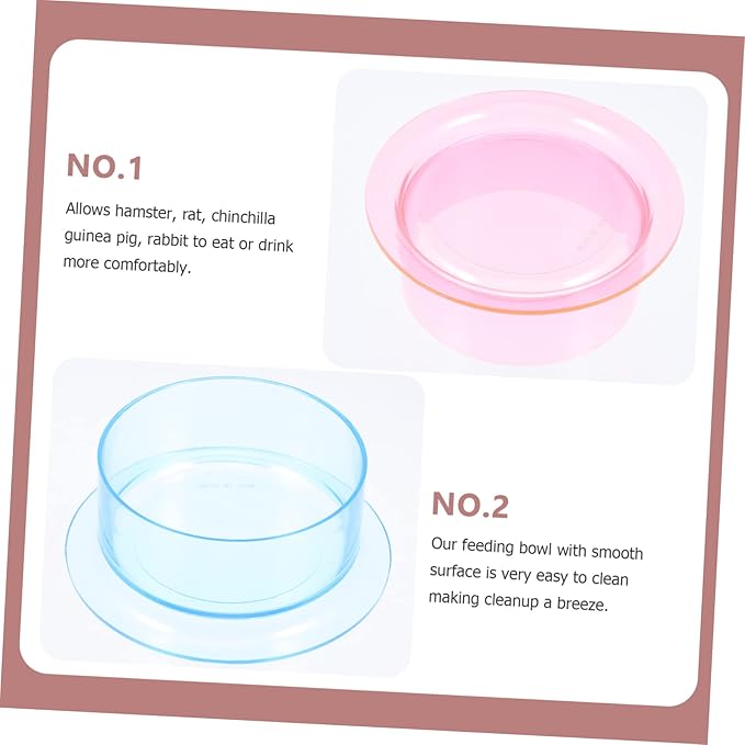 2Pcs Plastic Pet Water Bowl and Multi-Function Hamster Food Holder Anti-tip Reptile Dish for Pets Like Guinea Pigs Rabbits Chinchillas and Hamsters Practical and Cage Feeder